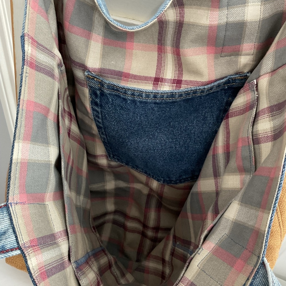 The Large Tote Denim and Tan Beach Bag - Picture 4 of 4